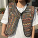 Ethnic Style Women Vintage Floral Short Vest Jacket Loose Casual Sleeveless Tops