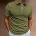 Men's Solid Color Polo Tees Short Sleeve Turn-Down Collar Zipper Polo T-Shirt