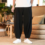 Loose Men's Cotton Linen Harem Pants Breathable Solid Color Linen Trousers