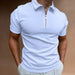 Men's Solid Color Polo Tees Short Sleeve Turn-Down Collar Zipper Polo T-Shirt