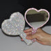 Luxury Diamond Blob Mirror Love Heart Handle Vanity Make Up Mirror
