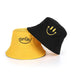 Unisex Bucket Hat Smiley Embroidery Cotton Hip Hop Hat