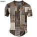 Men's Waffle Henley Oversize T-shirts Graphic Plaid Color Block Apparel