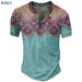 Men's Waffle Henley Oversize T-shirts Graphic Plaid Color Block Apparel