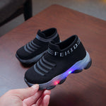 Kids Sneakers Children Girls Boys Letter Mesh Led Luminous Sport Shoes
