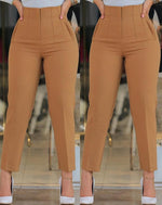 Women's High Waist Cropped Pants Elegant Work Female Trousers