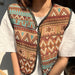 Ethnic Style Women Vintage Floral Short Vest Jacket Loose Casual Sleeveless Tops