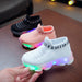 Kids Sneakers Children Girls Boys Letter Mesh Led Luminous Sport Shoes