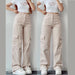 Vintage Straight Baggy Trousers Casual Waist Pocket Women's Denim Cargo Pants