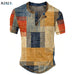 Men's Waffle Henley Oversize T-shirts Graphic Plaid Color Block Apparel