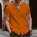 Retro Style Men's Casual Cotton Linen Shirt V-Neck Short Sleeve Shirts