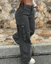 Cargo Pants Pocket Design High Waist Solid Color Women's Pants