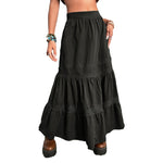 Vintage Pleated Skirts Korean Fashion Boho High Waist Women's Long Skirts