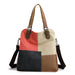 Canvas Casual Women's Bag Stylish Contrast Stitching Tote Handbag