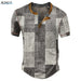 Men's Waffle Henley Oversize T-shirts Graphic Plaid Color Block Apparel