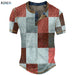 Men's Waffle Henley Oversize T-shirts Graphic Plaid Color Block Apparel