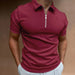 Men's Solid Color Polo Tees Short Sleeve Turn-Down Collar Zipper Polo T-Shirt