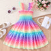 Girls Flying Sleeve Dresses Kid's Cotton Ruffles Toddler Children Clothes