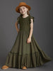 Girl's Lace Cotton Long Dresses Kid's Flower Wedding Princess Party Vestidos