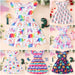 Flying Sleeve Girl's Dress Kids Ruffle Rainbow Dinosaur Cotton Party Dresses