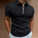 Men's Solid Color Polo Tees Short Sleeve Turn-Down Collar Zipper Polo T-Shirt
