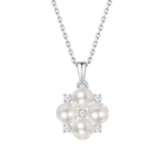 Exquisite Flower Pearl Pendant Sterling Silver Necklace Women's Jewelry