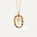 Initial Letter Pendant Necklace Colored Zircon Letter Women's Fine Jewelry
