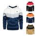 Men's Hoodies Splicing Pullover Autumn Winter Fleece Warm Long Sleeve Sweatshirts