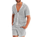 Casual Breathable Solid Color Short Sleeve T-Shirt Beach Shorts Set Men's Outfit