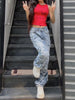 Women's Jeans Streetwear Baggy Straight Cargo Pants High Waist Denim Trousers