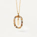 Initial Letter Pendant Necklace Colored Zircon Letter Women's Fine Jewelry