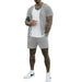 Casual Breathable Solid Color Short Sleeve T-Shirt Beach Shorts Set Men's Outfit