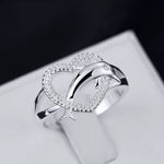 High Quality Sterling Silver Love Dolphins Heart Rings Women Fashion Jewelry