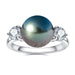 White Gold Natural Tahitian Black Pearl Moissanite Diamond Engagement rings