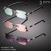 Set Of 3 Frameless Rectangular Metal Glasses With Trendy Small Frames For Men’s Fashion