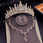 Gorgeous Crystal Tiaras Bridal Jewelry Sets Women's Crown Necklace Earrings Jewelry