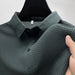Men's Lop-Up Hollow Short Sleeved Polo Tees Ice Silk Breathable T-Shirt