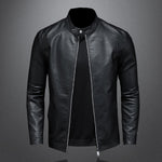 Leather Jacket Stand Collar Slim Pu Leather Men's Fashion Biker Jacket