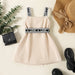 Toddler Girl Dresses Letter Print Button Design Belted Strap Sleeveless Suspenders Dress