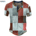 Men's Waffle Henley Oversize T-shirts Graphic Plaid Color Block Apparel