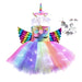 Girls Shiny Unicorn Angel Dress Kids Glowing Party Princess Dresses