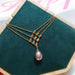 14K Gold Plated Multilayer Bead Chain Pendant Freshwater Pearl Necklace Jewelry