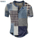 Men's Waffle Henley Oversize T-shirts Graphic Plaid Color Block Apparel