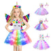 Girls Shiny Unicorn Angel Dress Kids Glowing Party Princess Dresses