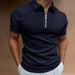 Men's Solid Color Polo Tees Short Sleeve Turn-Down Collar Zipper Polo T-Shirt