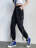 Women Cargo Pants Punk Chain Jogger Trousers High Waist Streetwear
