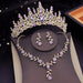 Gorgeous Crystal Tiaras Bridal Jewelry Sets Women's Crown Necklace Earrings Jewelry