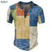 Men's Waffle Henley Oversize T-shirts Graphic Plaid Color Block Apparel