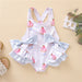 Girls Swimsuit One Piece Sleeveless Swimming Wear Rainbow Mermaid Kids Swimwear