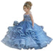 Dusty Blue Flower Girl Dresses Kids Pageant Gowns Tulle Ruffled Dress
